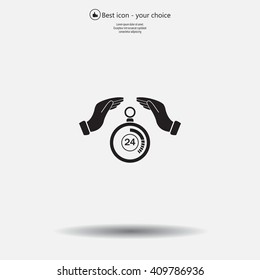 Illustration of wo hands protecting or giving a timer