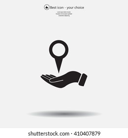 Illustration of wo hands protecting or giving a map mark