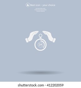 Illustration of wo hands protecting or giving a timer



