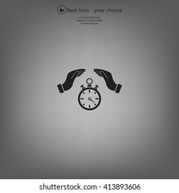 Illustration of wo hands protecting or giving a timer



