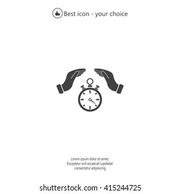 Illustration of wo hands protecting or giving a timer



