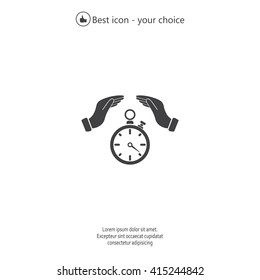 Illustration of wo hands protecting or giving a timer



