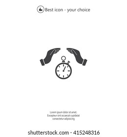 Illustration of wo hands protecting or giving a timer



