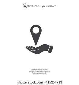 Illustration of wo hands protecting or giving a map mark