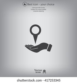 Illustration of wo hands protecting or giving a map mark