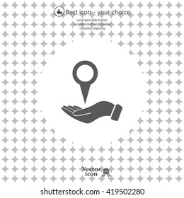 Illustration of wo hands protecting or giving a map mark