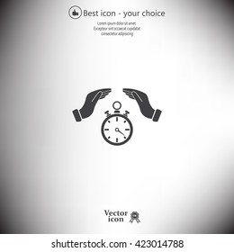 Illustration of wo hands protecting or giving a timer



