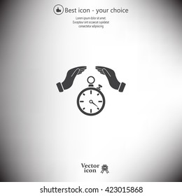 Illustration of wo hands protecting or giving a timer



