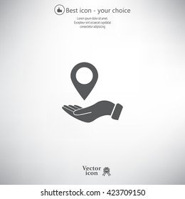 Illustration of wo hands protecting or giving a map mark