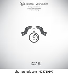 Illustration of wo hands protecting or giving a timer



