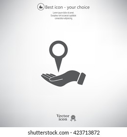 Illustration of wo hands protecting or giving a map mark