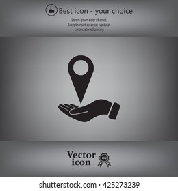 Illustration of wo hands protecting or giving a map mark