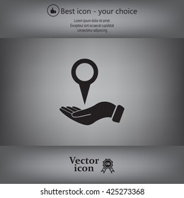 Illustration of wo hands protecting or giving a map mark