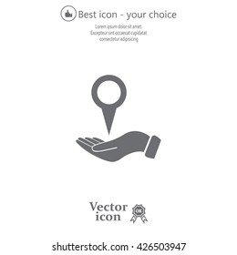 Illustration of wo hands protecting or giving a map mark
