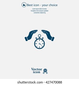 Illustration of wo hands protecting or giving a timer



