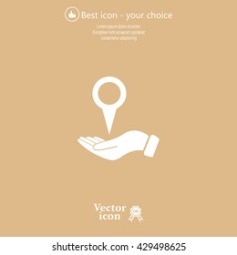 Illustration of wo hands protecting or giving a map mark