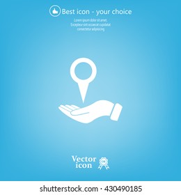 Illustration of wo hands protecting or giving a map mark