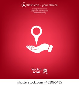 Illustration of wo hands protecting or giving a map mark