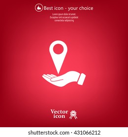 Illustration of wo hands protecting or giving a map mark