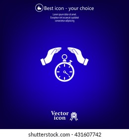 Illustration of wo hands protecting or giving a timer



