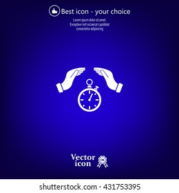 Illustration of wo hands protecting or giving a timer




