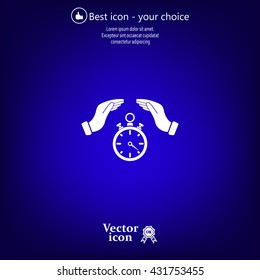 Illustration of wo hands protecting or giving a timer



