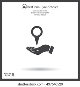 Illustration of wo hands protecting or giving a map mark