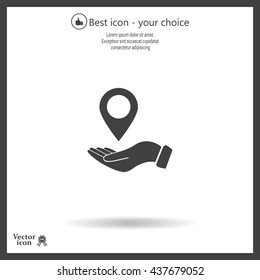 Illustration of wo hands protecting or giving a map mark