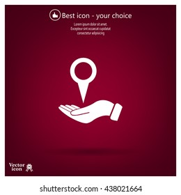 Illustration of wo hands protecting or giving a map mark