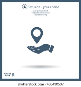 Illustration of wo hands protecting or giving a map mark
