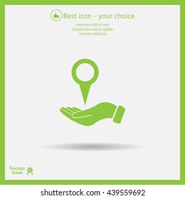Illustration of wo hands protecting or giving a map mark