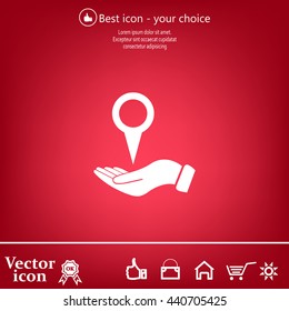Illustration of wo hands protecting or giving a map mark