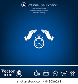 Illustration of wo hands protecting or giving a timer



