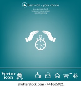Illustration of wo hands protecting or giving a timer



