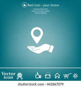 Illustration of wo hands protecting or giving a map mark