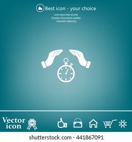 Illustration of wo hands protecting or giving a timer



