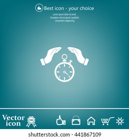 Illustration of wo hands protecting or giving a timer




