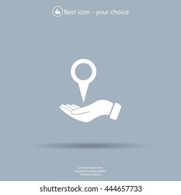 Illustration of wo hands protecting or giving a map mark