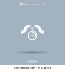 Illustration of wo hands protecting or giving a timer



