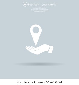 Illustration of wo hands protecting or giving a map mark