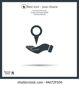 Illustration of wo hands protecting or giving a map mark