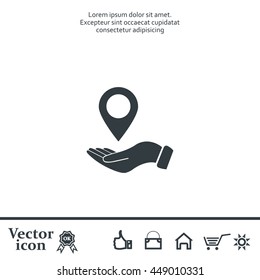 Illustration of wo hands protecting or giving a map mark