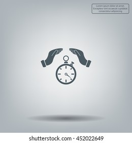 Illustration of wo hands protecting or giving a timer