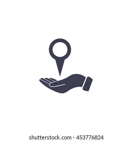 Illustration of wo hands protecting or giving a map mark