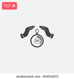 Illustration of wo hands protecting or giving a timer



