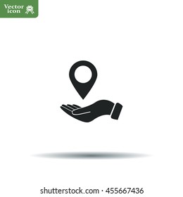 Illustration of wo hands protecting or giving a map mark