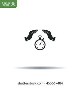 Illustration of wo hands protecting or giving a timer



