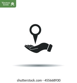 Illustration of wo hands protecting or giving a map mark