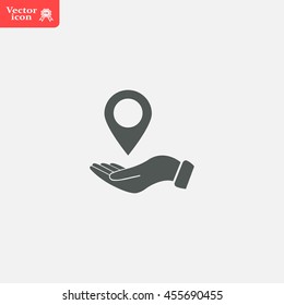 Illustration of wo hands protecting or giving a map mark