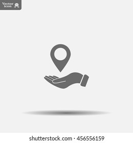 Illustration of wo hands protecting or giving a map mark